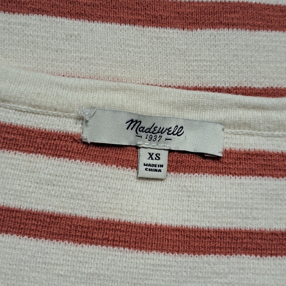 Madewell Breton Stripe Curved Hem Sweater Side Slit Relaxed Fit XS - Picture 8 of 8